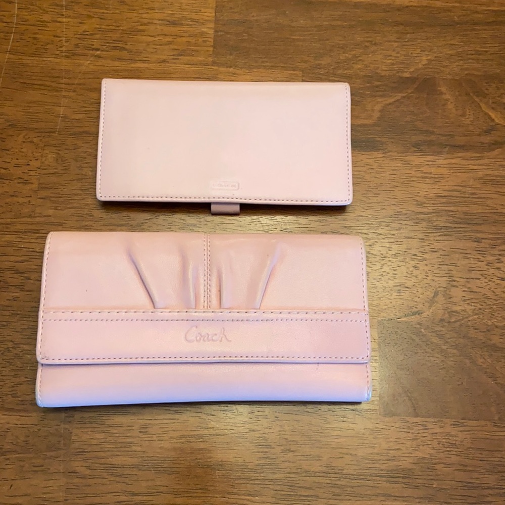 Coach pink leather wallet and checkbook cover